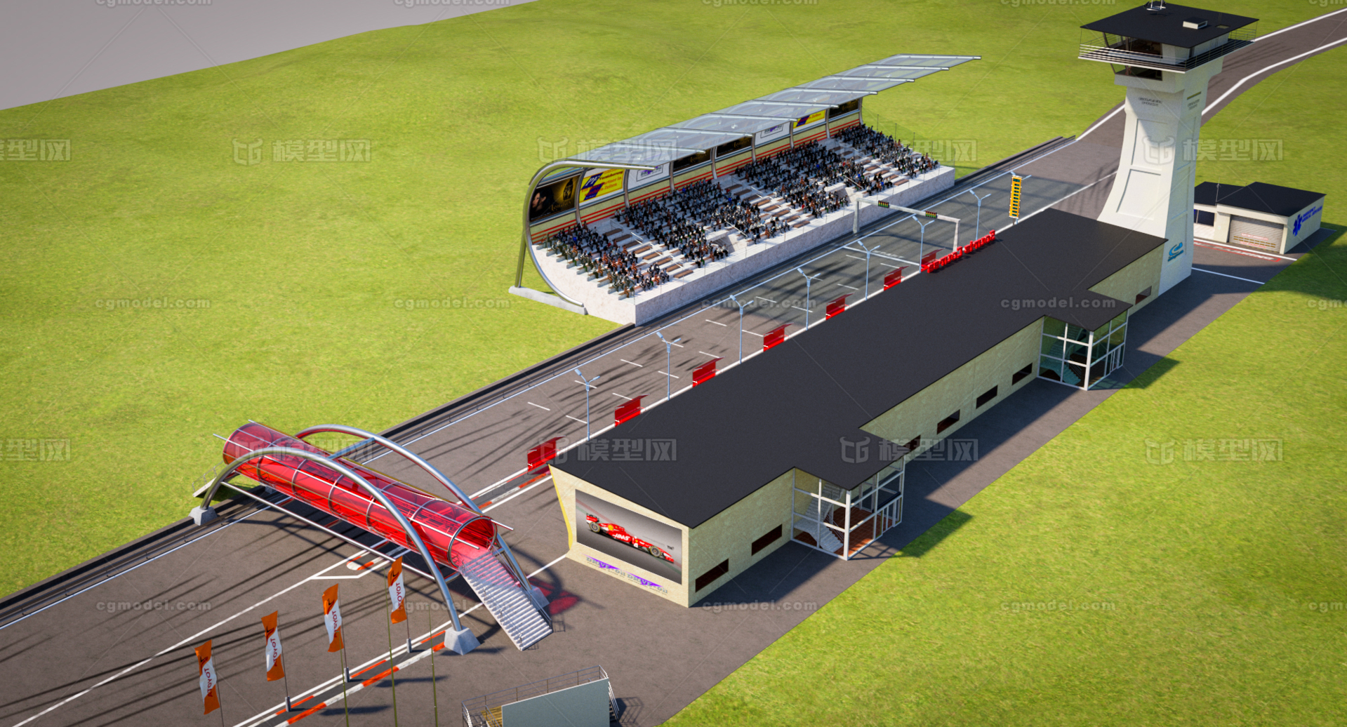 f1方程式赛车国际标准赛道 设施俱全只等_模型专业户作品_场景现代