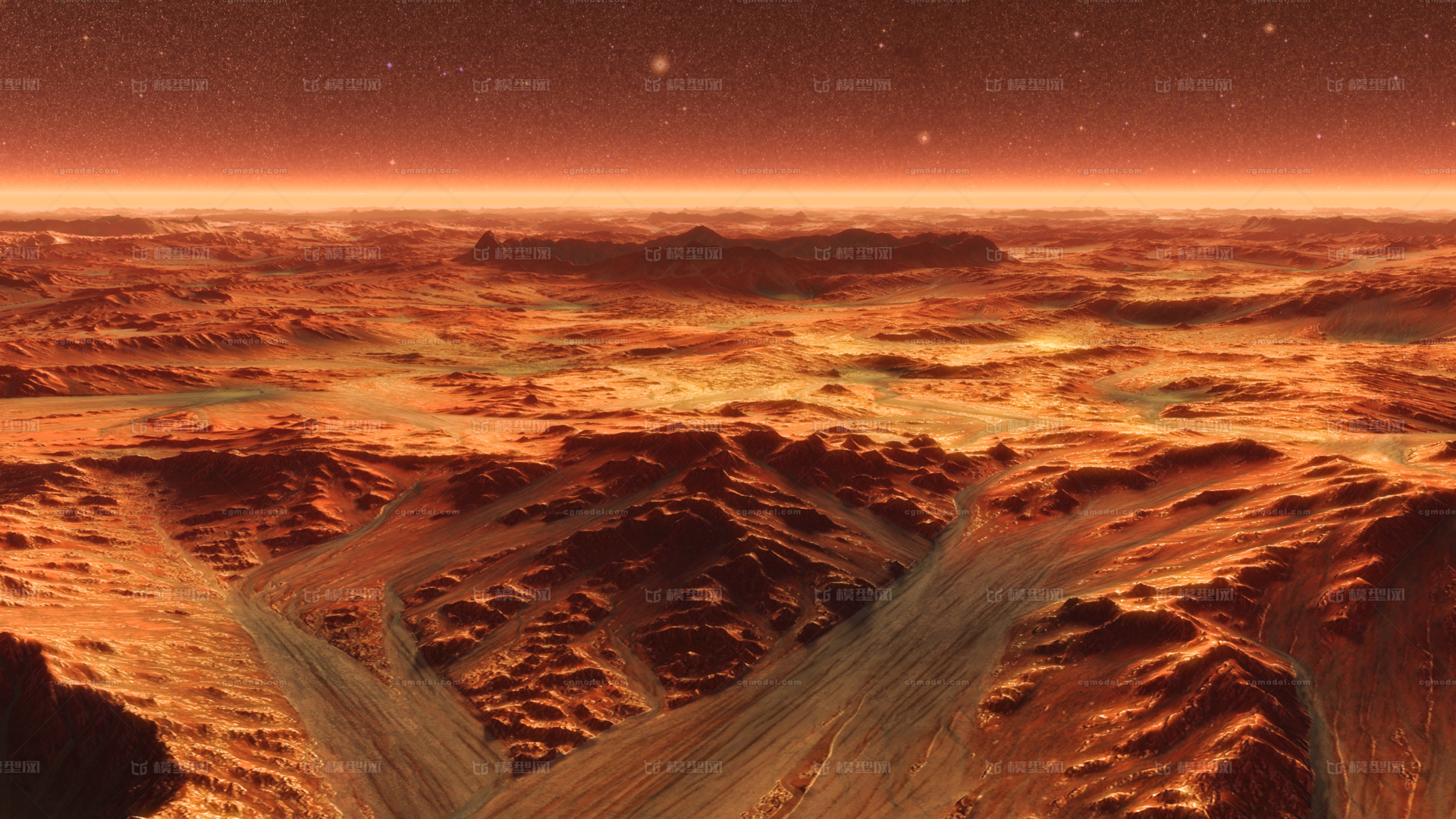 火星表面 星球表面 陨石坑场景 6k*9贴图