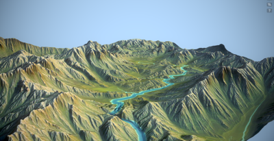 地形 山脉 峡谷 山峰 地貌 平原 丘陵_游_龙作品_场景地形_cg模型网