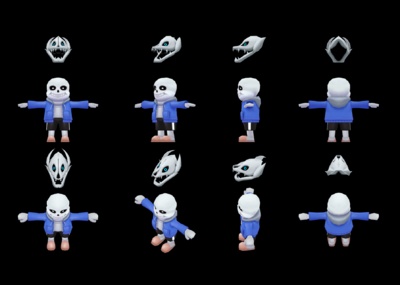 手绘sans 带武器传说之下undertale 馒头骷髅头 Cg模型网 Cgmodel 三维设计师交流互动平台 专注多品类3d模型下载 原创作品分享 软件学习