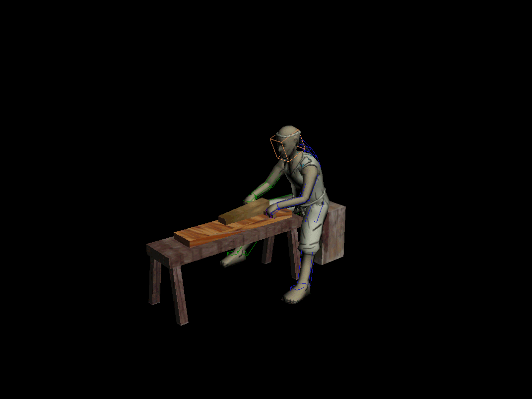 古代刨木工 ,苦力 ,苦工 ,工匠 ,木匠动画人,k动画,蒙皮,模型人,动作