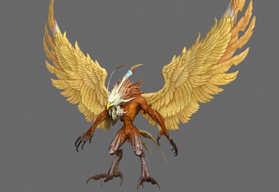 手绘 远古凤凰怪  phoenix 怪物  神话