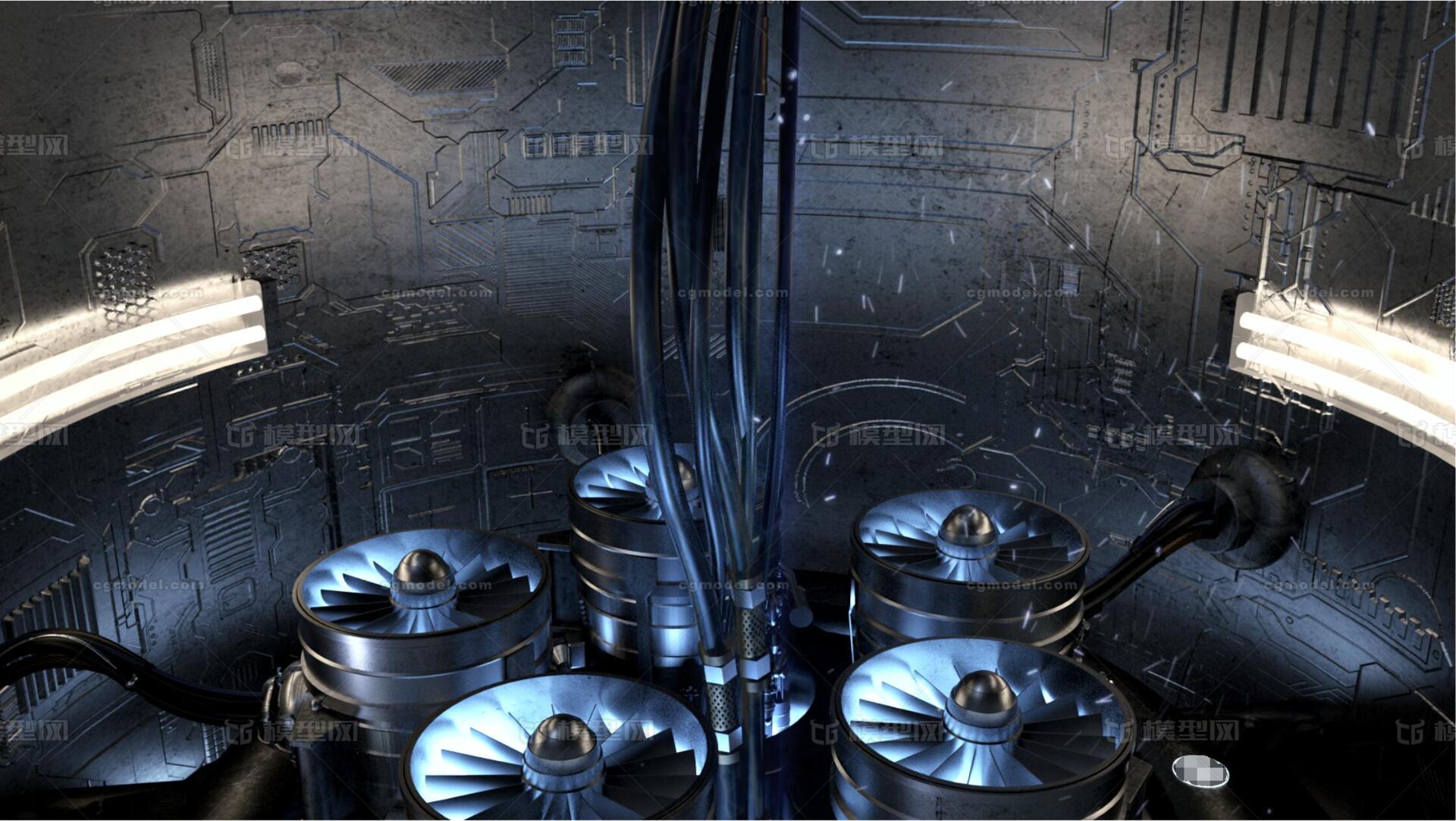 科技感发动机场景fbxc4d格式