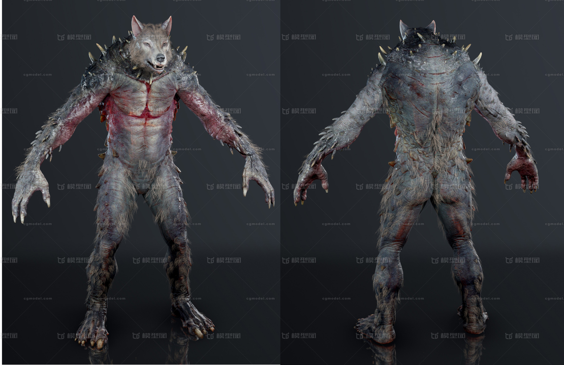 次世代pbr狼狼人狼人怪兽怪兽游戏人物模型人形怪物妖变异的狼人恶狼