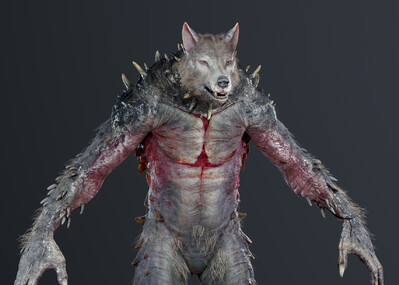 次世代pbr狼狼人狼人怪兽怪兽游戏人物模型人形怪物妖变异的狼人恶狼
