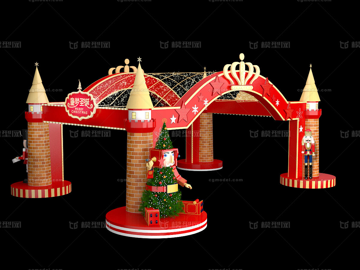 圣诞美陈门头胡桃夹子