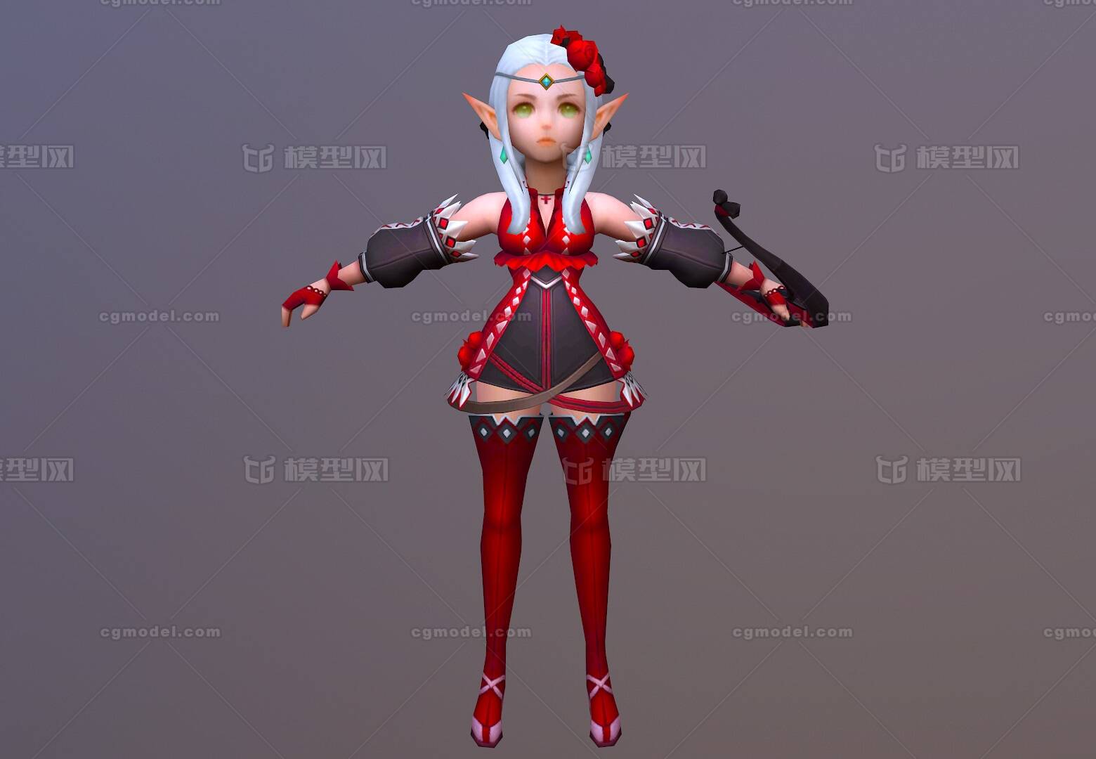 卡通q版精灵弓箭手elf女精灵