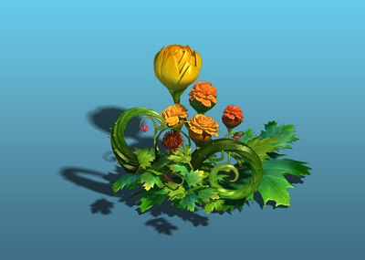 q版植背 花草_十步一隐作品_石头植物石头_cg模型网