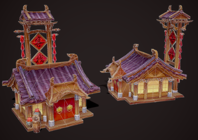 卡通q版客栈驿站古代建筑