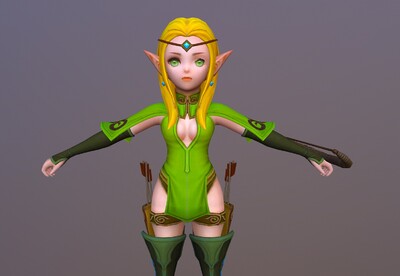 卡通q版 精灵弓箭手 elf 女精灵