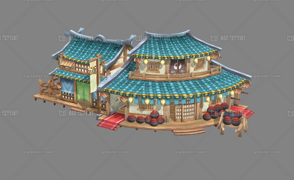 古代酒馆 转角酒家模型-古代场景模型库-3ds Max(.max)模型下载-cg模型网