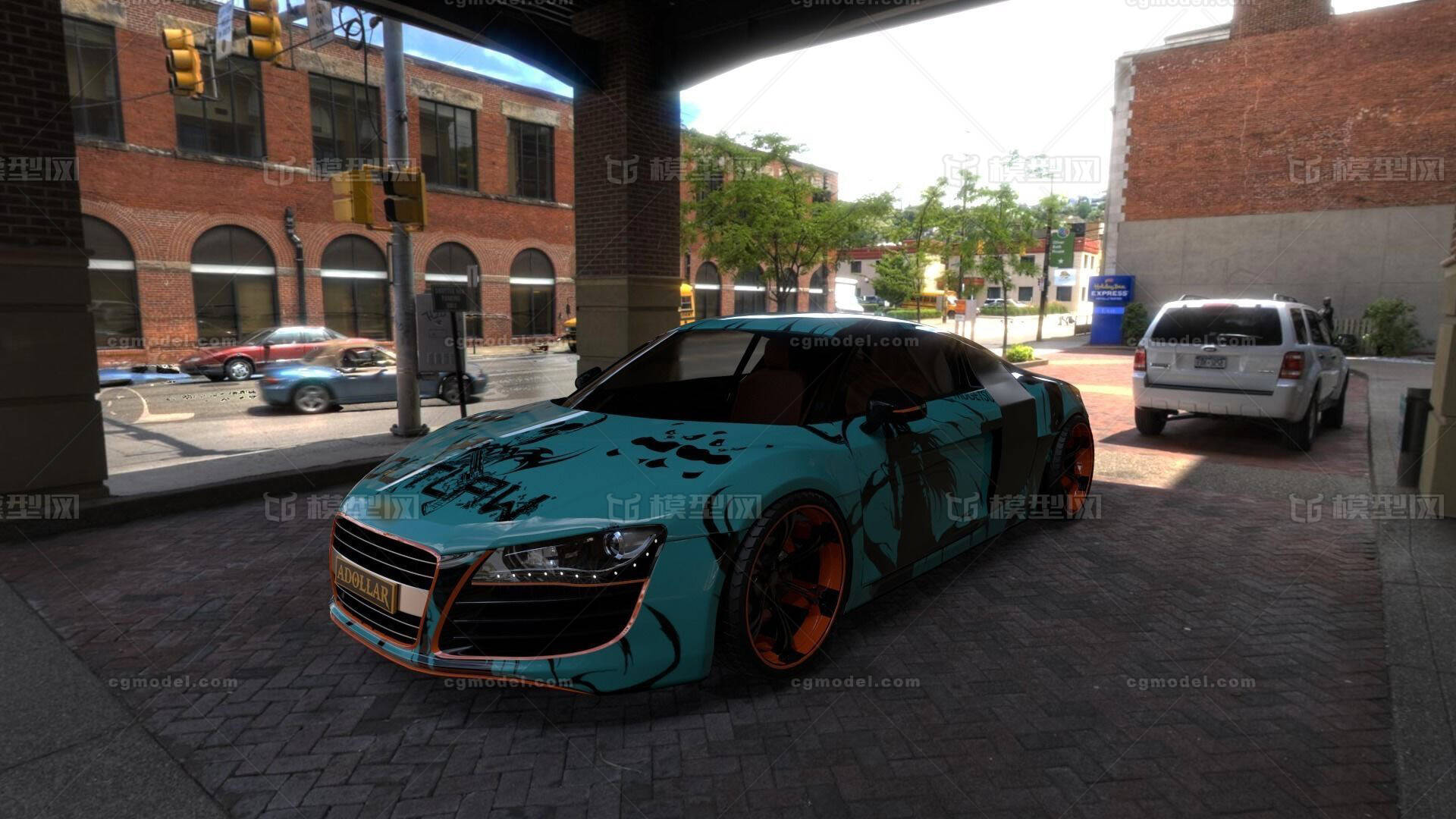 奥 aud r8 v10 彩绘车  跑车 汽车彩绘 迪 r8