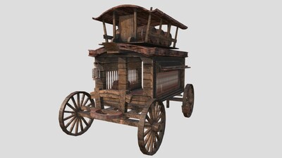 次时代 pbr 马车 古代货车 木板车 畜牧车 拉货车 货车 马拉车 畜力车