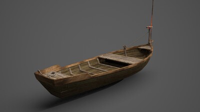 小木船3d模型_zhsjlclzhwq作品_船艇古代船/仿古船_cg模型网