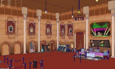 电影院影剧院卡通手绘风格低面游戏场景