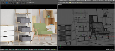梯形收纳客厅柜子沙发椅C4D场景OC渲染模型-现代场景模型库-Cinema 4D(.c4d)模型下载-cg模型网