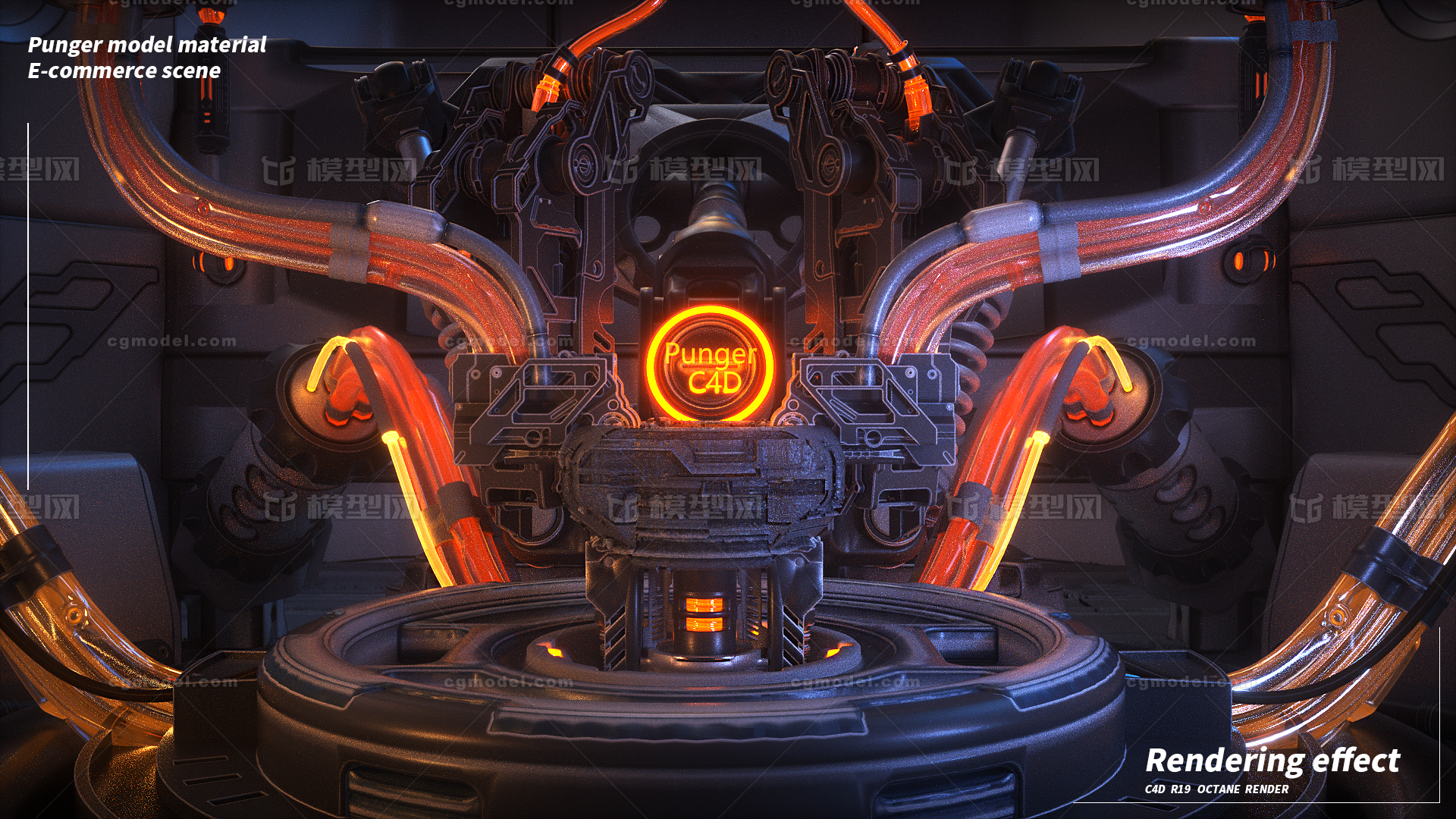 c4d科技管道机械类工作间实验室场景