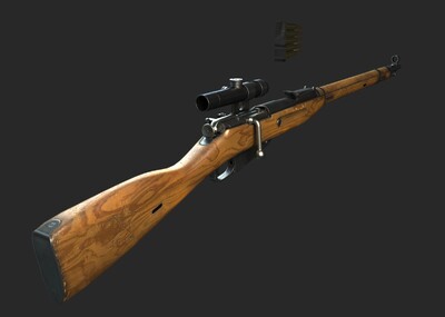 pbr 二战苏联莫辛纳甘狙击步枪9130_c5银河作品_武器枪械模型_cg模型