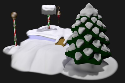 屋圣诞场景唯美场景卡通圣诞雪景圣诞美陈冰天雪地场景缤纷圣诞节元素