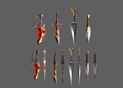 飞镖 匕首 短剑 短刃 短刀 武器 兵器 写实风 手绘低模