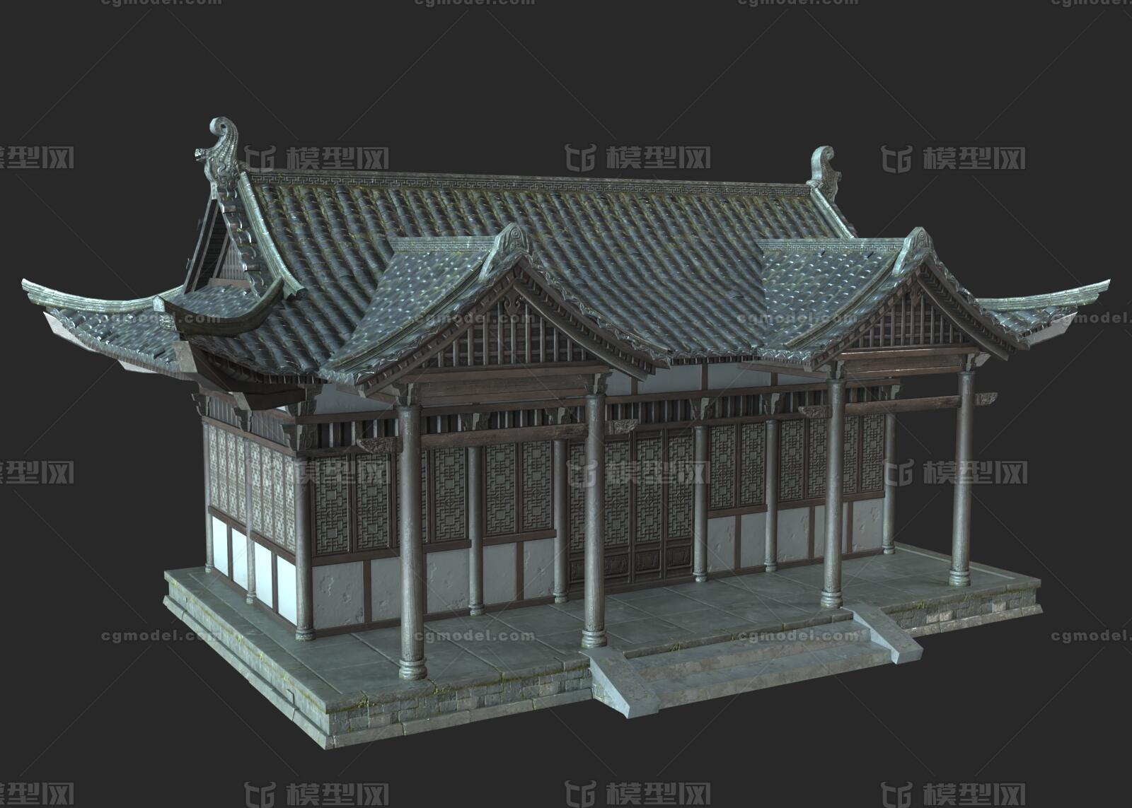 PBR 古建房子模型-历史建筑模型库-3ds Max(.max)模型下载-cg模型网