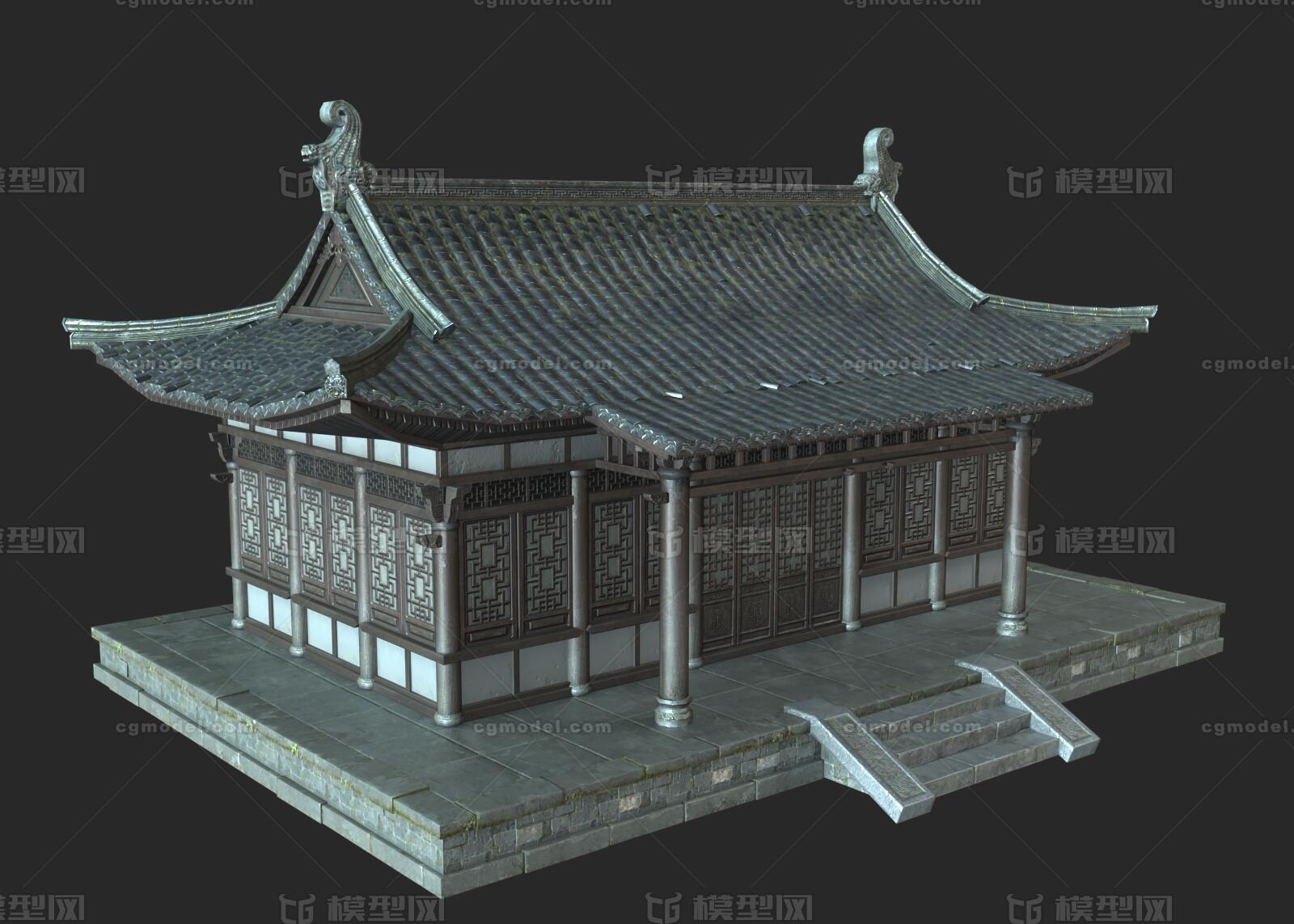 PBR 古建房子模型-历史建筑模型库-3ds Max(.max)模型下载-cg模型网