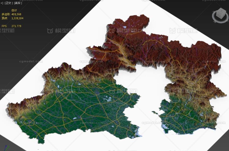 3d打印三維地形沙盤效果圖模型河北省地形 作者推薦模型