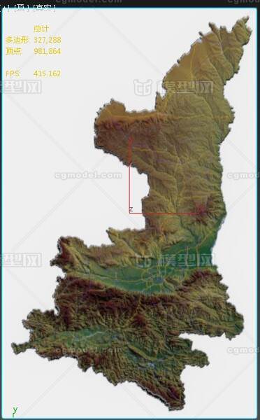 陕西省彩色3d三维地形