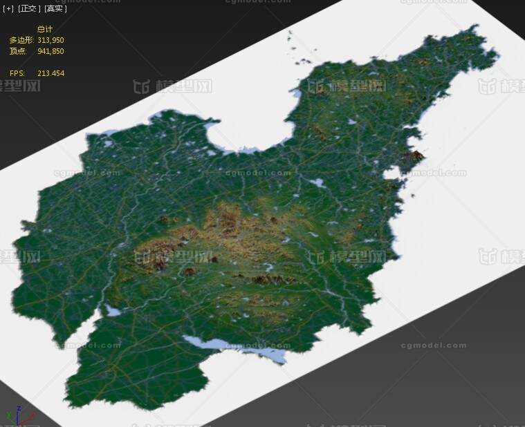 山东省彩色3d三维地形