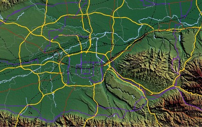 陕西省彩色3d三维地形