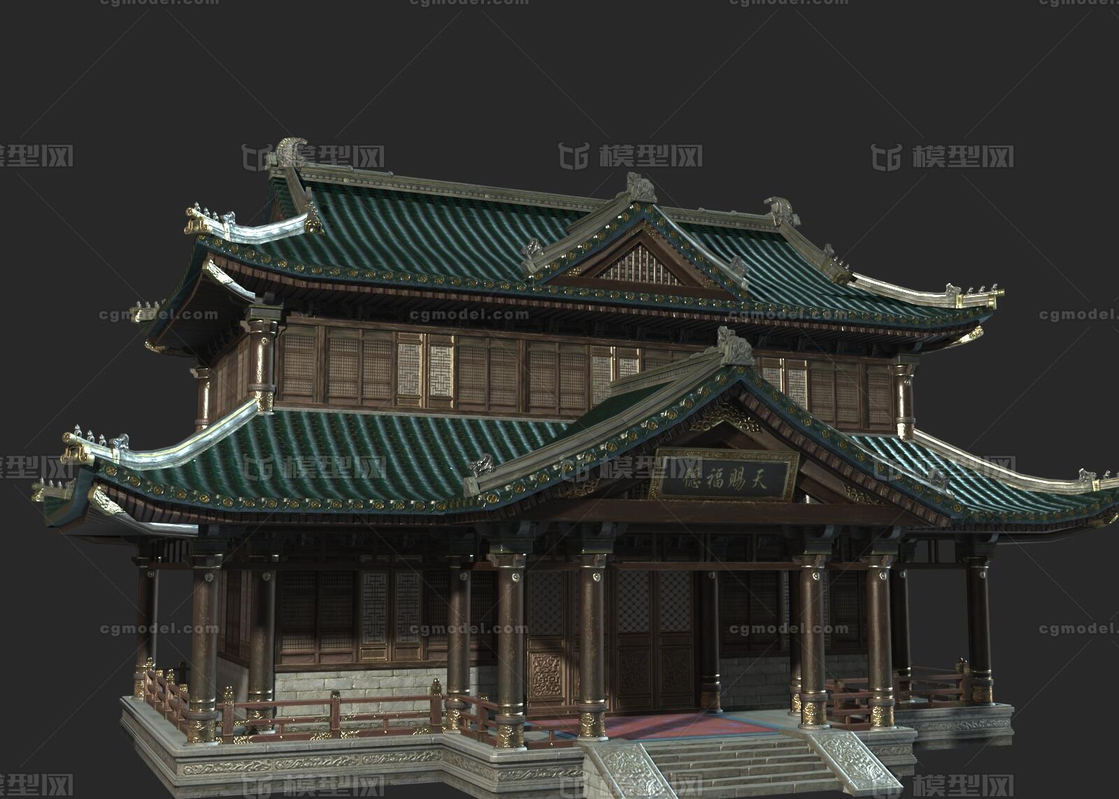 PBR 古建房子模型-历史建筑模型库-3ds Max(.max)模型下载-cg模型网
