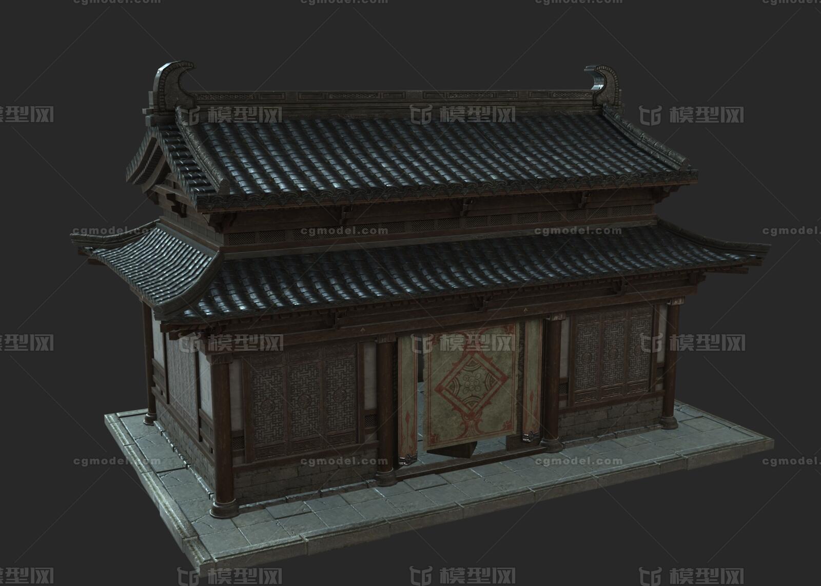 PBR 古建房子模型-历史建筑模型库-3ds Max(.max)模型下载-cg模型网