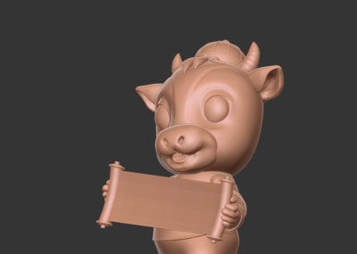 贺新春 牛年大吉 卡通牛 q牛 横幅 雕塑 带obj