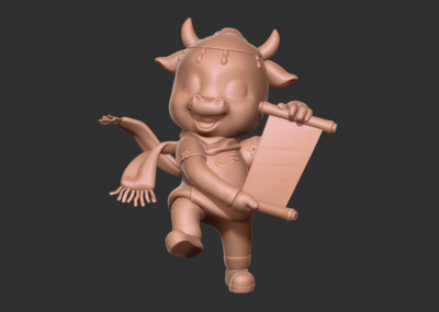 新春贺年 牛年大吉 雕塑 横幅 卡通牛 雕塑牛 带obj