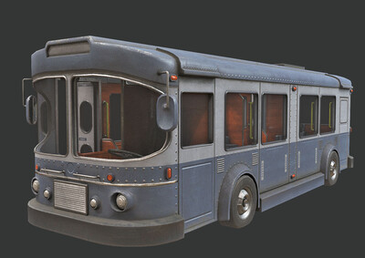 pbr次世代 破旧大巴车 蒸汽朋克 赛博朋克 交通工具 大巴车 巴士 科幻