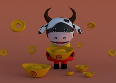 抱着元宝的牛宝宝