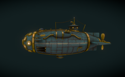 高模 卡通科幻潜艇  潜水器 深海探测器