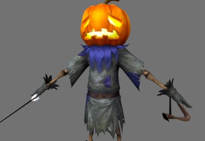 手绘 南瓜头 万圣节南瓜人 骷髅 弓箭手  南瓜怪