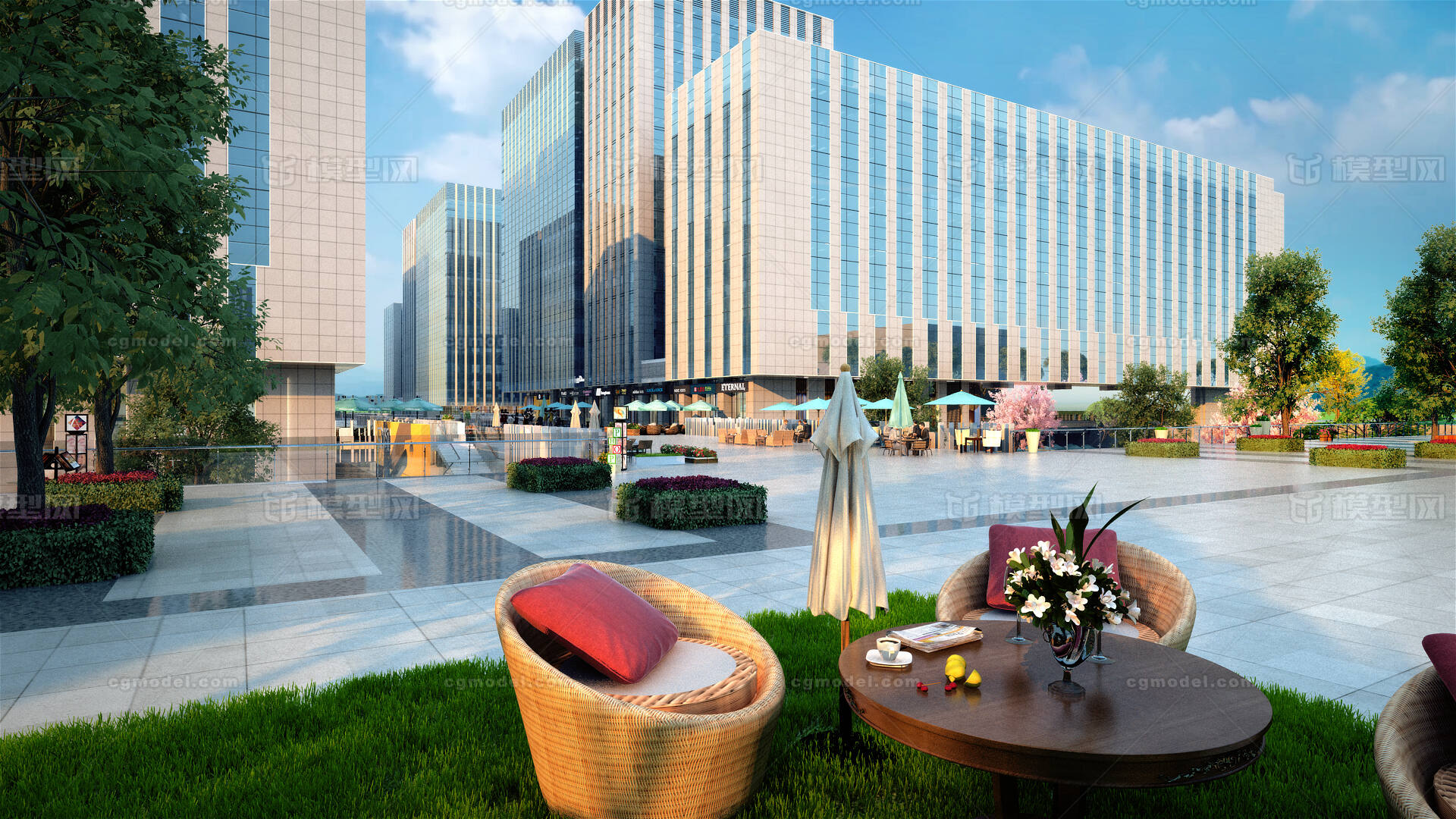 商业街 商业模型-现代场景模型库-3ds Max(.max)模型下载-cg模型网