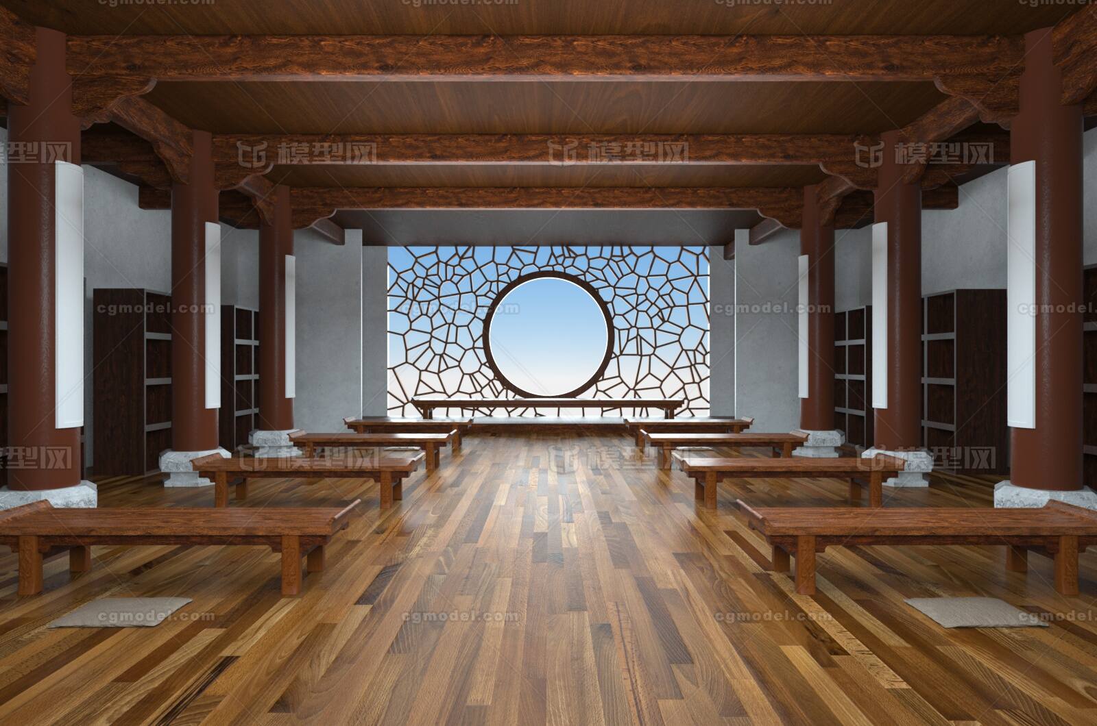 宫殿 私熟 古风室内 浮雕场景_ptg平头哥作品_场景古代场景_cg模型网