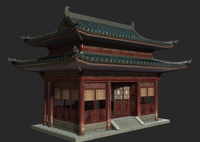 PBR 古建房子模型-古代场景模型库-3ds Max(.max)模型下载-cg模型网