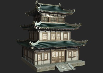 pbr 古代建筑 古建房子 古代房屋 民房 建筑 古代建筑 大殿 正殿正厅