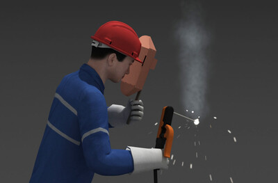 配景 vr 工人 工地  电焊 施工 焊接 作业 动画