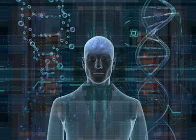 写实科幻大脑场景,未来世界,科幻空间,虚拟空间,dna,大脑,线框,科幻