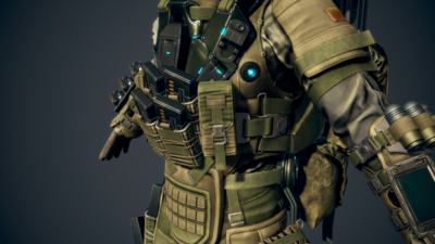 次世代 pbr 写实 超级士兵 科幻 外骨骼 背负式榴弹火箭 4k高清纹理