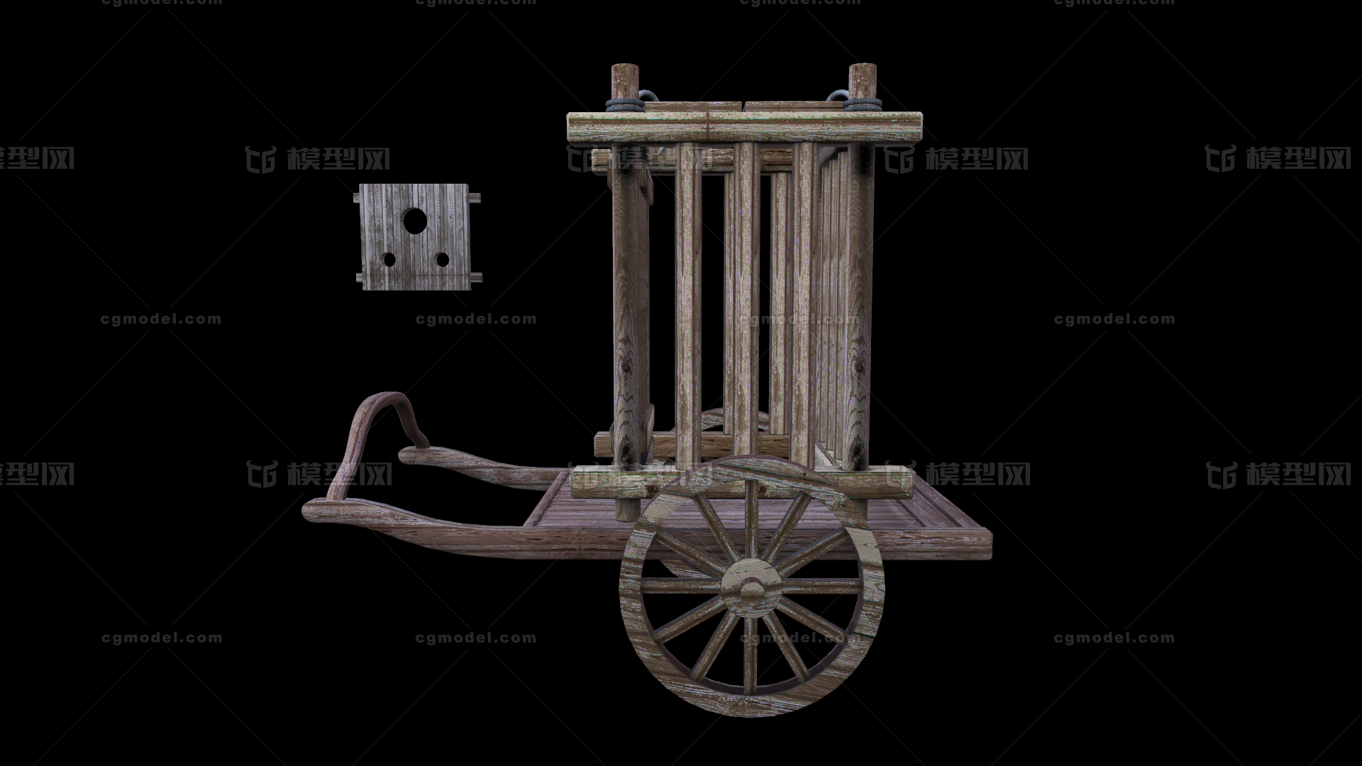 西方中世纪古代囚车押犯人的车子_xiaofeichai作品_车辆其他_cg模型网