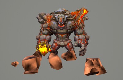 手绘 熔岩石怪02 【带动画】次世代 简_我爱cgmodel作品_人物异形怪物