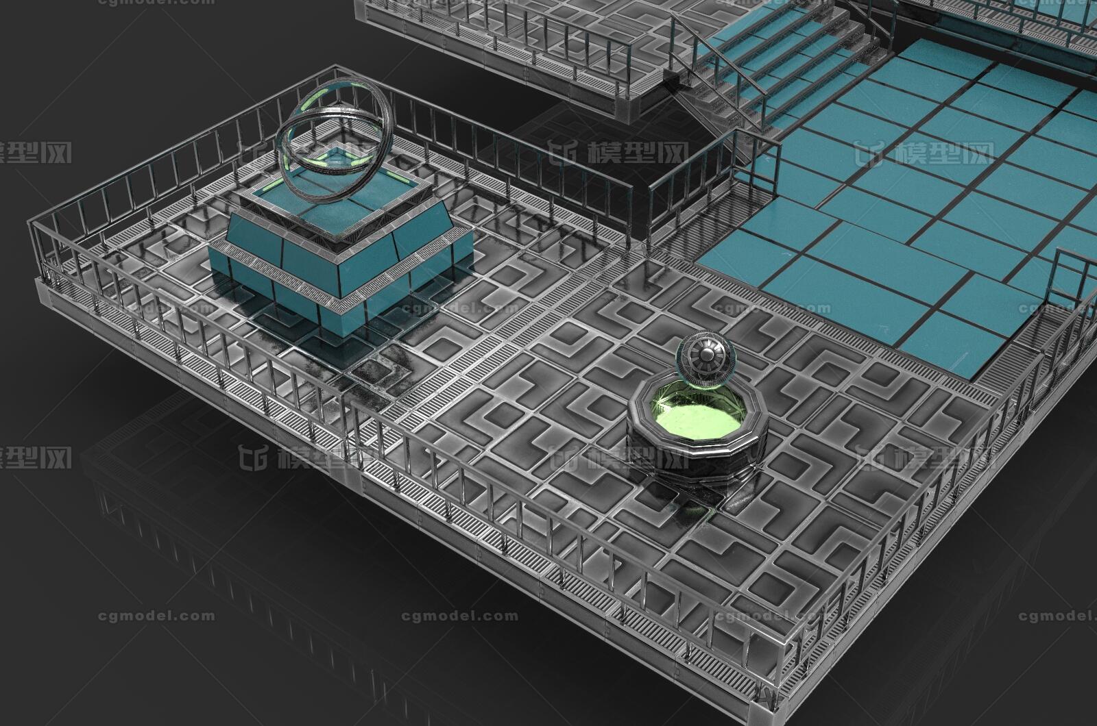 科幻场景素材合集 模块化科幻走廊模型-场景部件模型库-3ds Max(.max)模型下载-cg模型网