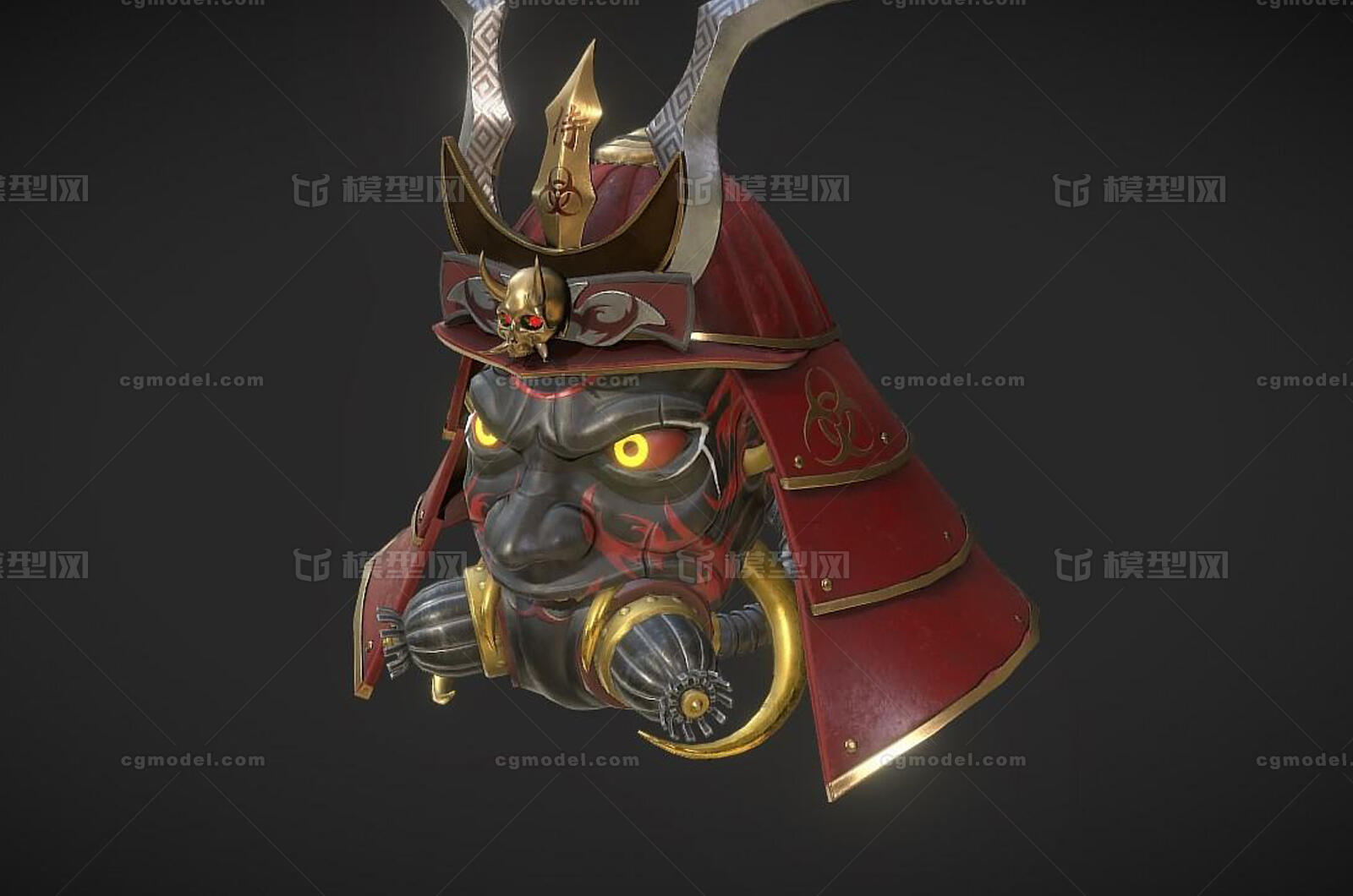 次世代写实武士头盔防毒面具鬼武士 日本面盔日本盔甲日式铠甲大铠甲胄战国护甲防护 Cg模型网 Cgmodel 三维设计师交流互动平台 专注多品类3d模型下载 原创作品分享 软件学习