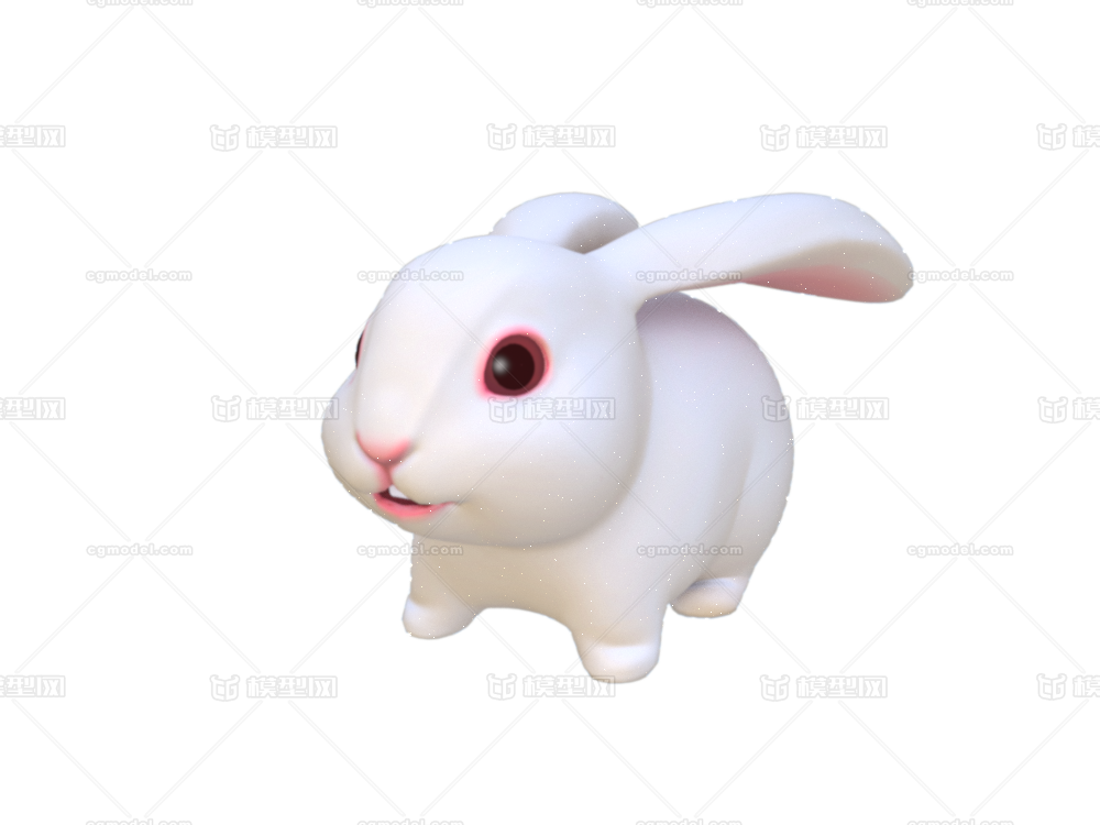 卡通q版玉兔小白兔嘴巴动画模型资源